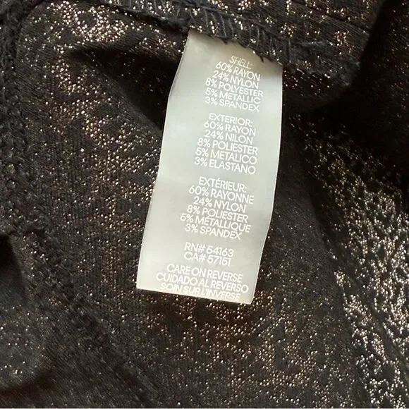 Calvin Klein Faux Wrap Dress Black Metallic Ruffle Hem Stretch Dress Sz 6 NWT - Picture 8 of 11